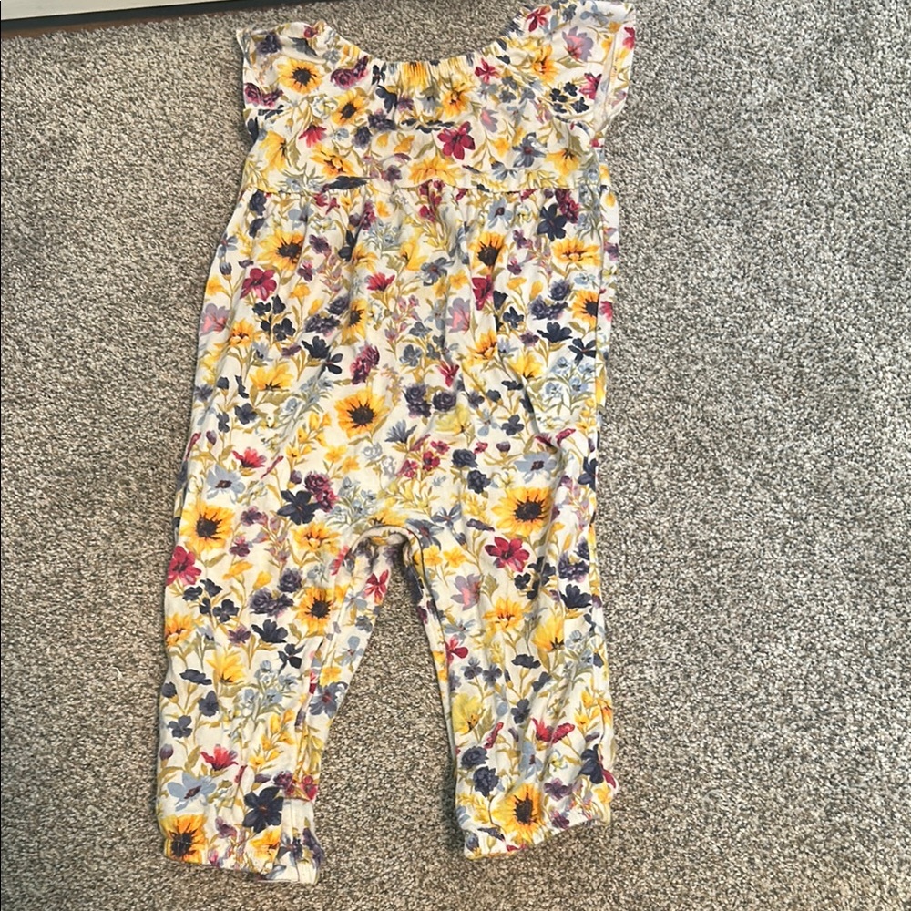 Old Navy Yellow and Purple Floral Jumpsuit